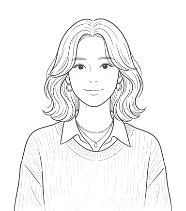 女性のラインイラスト(装飾)